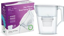 Aqua Optima Liscia Water Filter Jug & 3 x 30 Day Evolve+ Filter Cartridges, 2.5 Litre Capacity, for Reduction of Microplastics, Chlorine, Limescale and Impurities, White (Packaging may vary)