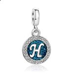 KunBead Jewelry Letter H Initial Charms Dangle Blue Grandma 30 Birthday Moments Graduation Charm for Bracelet Necklace