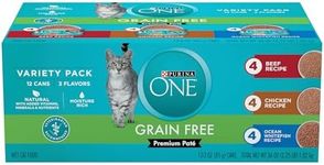 Purina ONE Grain Free, Natural Pate Wet Cat Food Variety Pack, Beef, Chicken and Ocean Whitefish Recipes - (2 Packs of 12) 3 oz. Pull-Top Cans