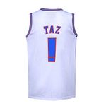 Ropus Mens Basketball Jersey TAZ Moive Space Sports Shirts (White, Medium)