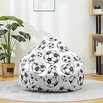 Morbuy Bean Bag Chair Cover for Adults and Kids (No Filler), Lazy Lounger Bean Bag Sofa Cover Without Filling for Outdoor Indoor Living Room (L:90x110cm,Soccer 2)