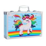 Crafty Cuddle 145 Pieces Art & Craft Painting Box - Suitcase Shape Art, Painting- Sketching, Stationary, Water Colors Vanity Box - All in 1 Art Case for Boys Girls Children Birthday Gift (Unicorn)