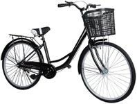 Yirtree 26-Inch Cruiser Bicycle for Adults, 7 Speeds Steel Frame Bike with Grocery Basket, Urban Bike for Men, Women, Students, Teens 26