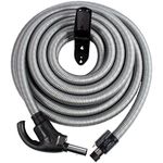 Cen-Tec Systems Central Vacuum Direct Connect Electric Flush Handle and Hanger, Silver, 35 Ft. DC Hose