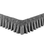 Bestenrose Polyester Wrap Around Bed Skirt with Ruffles Elastic Bed Valance Sheet Bedding Elastic Bed Skirt Three Fabric Sides with 15 Inch Drop (Single (100 x 200cm), Grey)