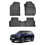 Amazon Basics 5D Custom Fit Car Floor Mats for Kia Seltos | Odor Free Virgin Polymer | All Weather Waterproof Protection | Edge to Edge Coverage | 3 Piece Set