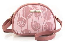 SACCI MUCCI Women's Rainbow Sling Bag - Vegan Leather and Cotton Canvas Fabric, Lightweight and Durable, (SM1-08_tulips)