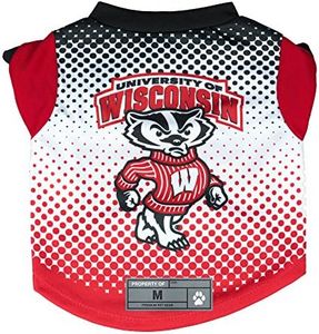 Littlearth NCAA Pet Performance T-Shirt, Unisex-Adult, NCAA Wisconsin Badgers Pet Performance T-Shirt, Sm, Light Red, 120140-UWIS-S, Light Red, Small