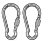 Outmate 304 Stainless Steel Carabiners -3.54 inch Heavy Duty, Durable & Rust-Free Clips for Gym, Swing, Dog Leashes, Hammocks, Keychains, and More(304,M9S with Screw,Pack of 2)