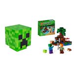 Paladone Minecraft Creeper Light with Official Creeper Sounds, Battery Powered & Lego 21240 Minecraft The Swamp Adventure, Building Game Construction Toy with Alex and Zombie Figures in Biome