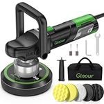 Ginour Car Polisher for Car Detailing, Dual Action Car Polisher, 6 Variable Speeds 2000-6553RPM, Car Buffer Polisher Machine with D-Handle&Side Handle, 5 Buffing Pads, 2 Carbon Brushes, 150mm Disc