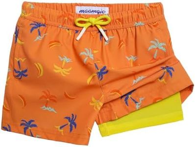 maamgic Boys Swim Trunks with Compression Liner Coconut Orange 3T