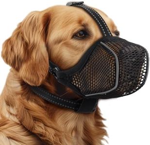 Dog Muzzle,Mesh Soft Muzzle for Small Medium Large Sized Dogs, Breathable Reflective Adjustable Puppy Muzzles with Collar for Scavenging Grooming Biting Chewing,Allows Panting and Drinking