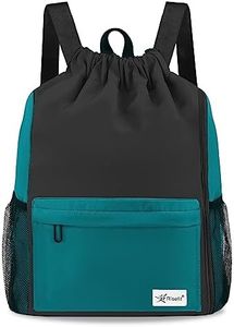 Risefit Drawstring Backpack with Mesh Pockets String Gym Bag Sackpack Sandproof Water Resistant Beach Backpack for Men Women