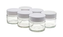 AVALON 6 Pack 15 ml / 0.5 oz Clear Glass Jars with Airtight White Lids, Empty Refillable Cosmetic Containers, Glass Pot for Storage of Lotions, Face Creams, Ointment and Make Up