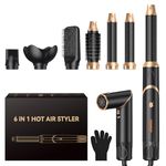 6 in 1 Hair Dryer Brush, Foldable Blow Dryer Brush with Wrap Curler, Blowout Brush Dryer Air Hair Styler Negative Ionic Hair Dryer with Diffuser, Hair Styling Tools Curl, Dry,Volumize, Straight,Smooth