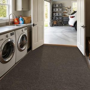 4' x 10' Large Indoor Entryway Rug, Ultra Thin Linen-Look Door Mat