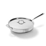 All-Clad D3 3-Ply Stainless Steel Sauté Pan 6 Quart Induction Oven Broiler Safe 600F Pots and Pans, Cookware Silver