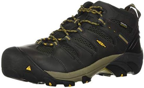KEEN Utility Men’s CSA Lansing Mid Steel Toe Waterproof Work Boots Construction Boot, Raven/Tawny Olive, 10.5 2E (Wide) US