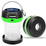 ANZEKE Solar Powered LED Camping Lantern, Collapsible Design Solar or USB, Chargeable Emergency Power Bank, Portable 5 Modes Emergency LED Lights for Camping Hiking Fishing, Power Cuts(Green)