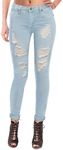 Hybrid & Company Women's Super Comfy Stretch Lace Bottom Skinny Jeans P37352SKX Light WASH 14