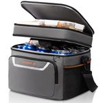 EVERFUN Insulated Cooler Bag Soft Lunch Bag for Men Dual Compartments Lunch Box 24 Can Collapsible Waterproof Leak-Proof Lunch Cooler for Work, Gray