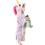 MRSZAYAYA Girls Hooded Unicorn Onesie Pyjamas Nightwear Sleepsuit Dress Up Snuggly Warm Fleece (UK, Age, 3 Years, 4 Years, Light Purple Unicorn)