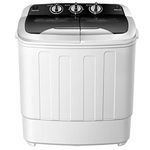 Waterjoy Portable Washing Machine, 13lbs Capacity Twin Tub Mini Washer and Dryer Combo for Apartments, Dorms, RVs, Black and White