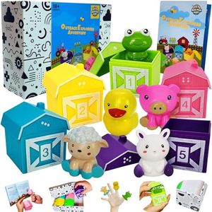 Montessori Toys for Toddlers: Farm Animals Toy Set with Colourful Barns, Storage Box & Activity Guide - Learning & Education Toys, Ideal as Baby & Toddler Toys, A Joyful Gift for Little Learners