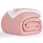 Aisbo Sherpa Fleece Throw Blanket Pink - Fluffy Thick Warm Blanket for Bed Double Size, Soft Solid Microfiber Blanket Twin for Sofa Couch, 150x200cm