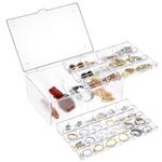 House of Quirk 3 Layer Acrylic Storage Box Multi-Layer Jewelry Organizer Makeup Box Large Dustproof Trays Large Space Women Jewelry Storage Boxes (Clear)