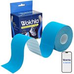 Blue Kinesiology Tapes Waterproof - Latex Free Muscle & Physio Tape 5M Roll, Strong Grip Medicated Glue Sports Tape Strapping for Ankle, Knee & Shoulder-Includes E-Manual with Instructions