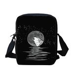 Kuiaobaty Howling Wolf Women's Square Bag Zip up Multi-Pocket Casual Crossbody Handbags Moon Wolves Pattern Shoulder Bags Girls Handle Bag