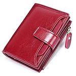 SENDEFN Women's RFID Blocking Leather Small Compact Bi-fold Zipper Pocket Wallet Card Case Purse with ID Window