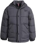 Reebok Boys' Winter Coat - Heavyweight Quilted Puffer Snow Parka - Weather Resistant Ski Jacket for Boys (8-20), Size 10-12, Charcoal