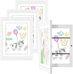 Orionstar 4 Pack Kids Art Frames, Artwork Picture Frames Changeable with Stand, Front Opening Picture Display Frames Holds 100 Paper Pcs, Artwork Display Storage Frames for Children, Desk, Home and
