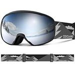 Odoland Kids Ski Goggles, Snowboard Goggles for Youth Skiing Age 8-16, Snow Goggles S2 Double Lens Anti-Fog UV400 Protection, Black frame Mirror Silver VLT 15%