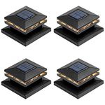 Viewsun 4 Pack Solar Post Lights, Outdoor Fence Post Cap Light Solar Powered Caps for Deck, Patio, Garden Decor, Warm White High Brightness SMD LED Lighting, Lamp Fits for 4x4 or 6x6 Wooden Posts