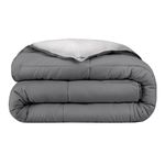 Bare Home Reversible Comforter - Queen Size - Goose Down Alternative - Ultra-Soft - Premium 1800 Series - Hypoallergenic - All Season Breathable Warmth (Queen, Grey/Light Grey)