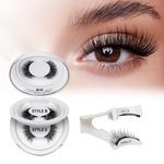 QUEWEL Magnetic Eyelashes Natural Look Magnetic Lashes with Applicator, Reusable Magnet Eyelashes without Eyeliner, No Glue Remover Needed Magnet Lash Kit Easy to Use (B+E)