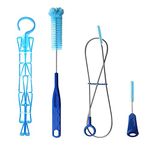 TANNOZHE Hydration Bladder Cleaning brush Set for Universal Water Reservoir,Water Bladder Cleaning Kit 4 in 1 Flexible Long Brush for Hose, Small Brush for Bite Valve, Big Brush for Bladder& Collapsible Hanger for Drying