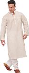 Exotic India Men's Cotton Kurta Pyjama (SPC38-44-star- White_44)