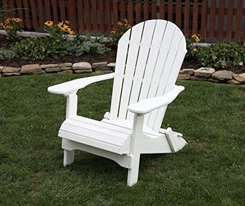 Bright White-Poly Lumber Folding Adirondack Chair with Rolled Seating Heavy Duty Everlasting Lifetime PolyTuf HDPE - Made in USA - Amish Crafted