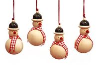 Maya Organic Handcrafted Wooden Christmas Decor : Snow Man (Set of 4)