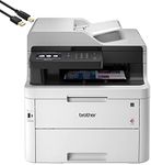 Brother MFC-L3750CDWA All-in-One Digital Wireless Color Laser Printer for Home Office, White - Print Copy Scan Fax - 24 ppm, 600 x 2400 dpi, Auto 2-Sided Printing, 50-Sheet ADF - Printer Cable