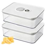 2 Pack 1.25L Cheese Storage for Fridge, Airtight Cheese Storage Container with Clear Lid Cream Cheese Storage Box Stackable BPA-Free Plastic Food Saver Fresh Food Keeper for Cream Chunks Bacon Butter