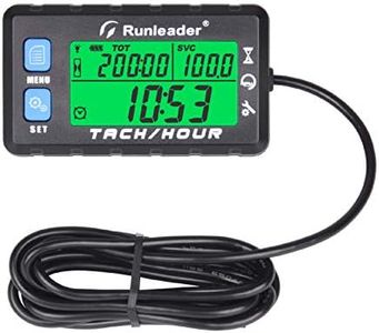 Runleader Hour Meter Tachometer, Maintenance Reminder, Alert RPM Reminder, Initial hours Settable, Battery replaceable, Use for Lawn Mower Generator Marine ATV and Gas Powered Equipment (HM058B-BU)