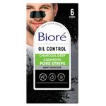 Bioré Men's Blackhead Remover Pore Strips, Charcoal Deep Cleansing Nose Strips for Blackhead Removal on Oily Skin, with Natural Charcoal for Instant Blackhead Removal and Pore Unclogging, 6 Count