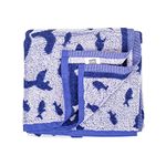 Mee Mee Bamboo Cotton Premium Baby Washcloth, Washable & Reusable, Quick Absorbency, Extra Soft Face Towel for Newborns, Toddlers, & Infants, Baby Shark Print, Dark Blue - 1 Pack 90X90 CM