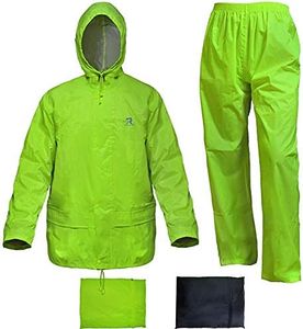 RainRider Rain Suit for Men Women High Visibility Rain Gear Jacket with Pants Workwear (Fluorescence,Large)